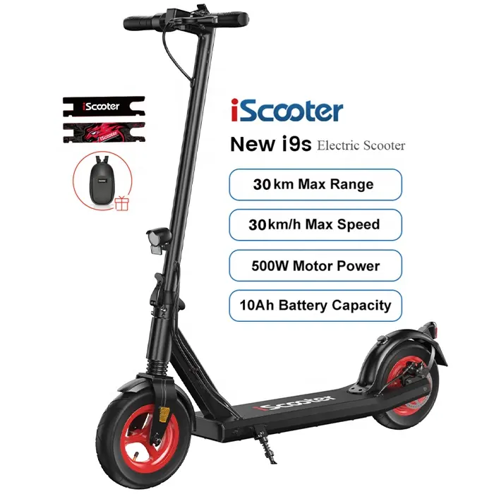 IScooter mới I9S 10AH 500W Xe tay ga điện 10inch có thể gập lại xe tay ga đá điện 30 km/h dành cho người lớn Escooter dán tự làm