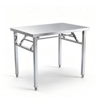 Table de travail en acier inoxydable à un seul niveau, de qualité commerciale 304, de qualité restauration, design durable, pieds ronds, pour cuisine scolaire