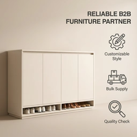 Meuble à chaussures en bois minimaliste moderne, étagère à chaussures quatre portes pour entrée, unité de rangement autoportante, taille personnalisable, mobilier de maison