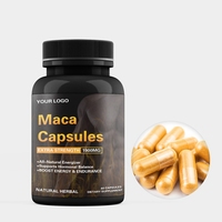 Complément alimentaire à base de plantes à étiquette privée personnalisée, capsules de racine de maca noire, capsules de racine de maca OEM pour hommes