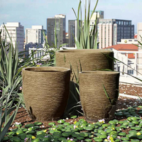 Pot Bunga Multi-warna Terlaris untuk Taman Luar Ruangan, Pot Tanam dari Fiber Clay dengan Lapisan Glaze dan Lubang Drainase