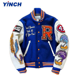 Custom Wool Leather Sleeve Varsity <b>Jacket</b> Chenille Embroidery Patch Hip Hop <b>Baseball</b> Letterman Autumn Factory <b>Men</b> Varsity <b>Jacket</b> - Product Image 1