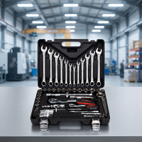 Jeu de clés à cliquet professionnelles à 72 dents, 61 pièces, kit d'outils à main, acier inoxydable 304, usage industriel, étui rigide, automobile, vélo