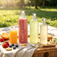 Transparante drankenfles, fruitsap, melkfles, lege verpakking, 300/500/700/1000ml ronde mineraalwaterfles van glas met glazen stop.