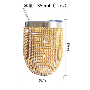 Bling with Lid <b>Straw</b> U Shaped Metal 12 oz Insulated Diamond Rhinestone Glitter Travel Mug Women Mothers Day Gifts - Product Image 5