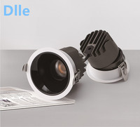Spot LED COB encastré anti-éblouissement en aluminium moulé sous pression, blanc/noir, haute luminosité, moderne, pour intérieur, maison, hôtel, bureau