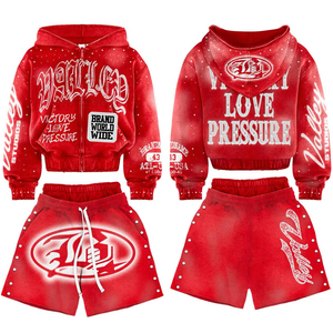 Relaxed Fit Two Piece Casual Hoodie Clothing with Custom Design & Private Label Premium Men Hoodie & Shorts <b>Set</b> In High Quality - Product Image 2