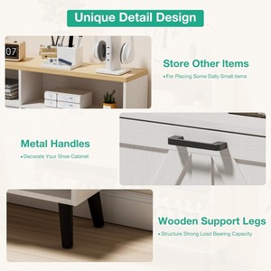 Nouveau <span class=keywords><strong>design</strong></span> Offre Spéciale grande armoire <span class=keywords><strong>à</strong></span> chaussures avec 4 volets, 2 compartiments et étagère de rangement Meubles d'<span class=keywords><strong>entrée</strong></span> en bois - Product Image 4