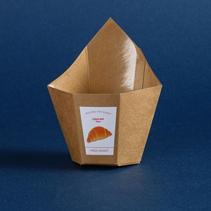 Vassoio in Carta Kraft di Grado Alimentare a Forma di Corno di Toro Dorato, Scatola Personalizzabile per Cioccolato, Barrette al Latte, Sandwich al Formaggio - Product Image 1