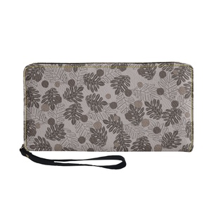 Latest Design Custom Hawaiian Style Ulu Breadfruit Hawaiian Print Pu Leather Zipper Long <strong>Wallet</strong> With Hand Strap Print on Demand - Product Image 3