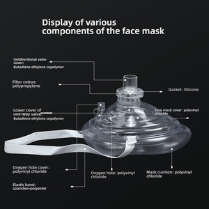 Máscara respirador de silicona <span class=keywords><strong>para</strong></span> RCP, válvula unidireccional, Ayuda de Emergencia, herramienta salvavidas, Reanimación cardiopulmonar, producto de ciencia médica - Product Image 4