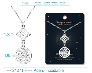 Collana a catena in acciaio inossidabile tetraramatone argento nodo da strega portafortuna amuleto protettivo minimalista ciondoli alla moda - Product Image 6