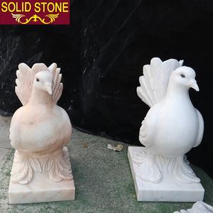 도매 소매 자연 손 조각 절묘한 흰색 비둘기 장식 야외 대리석 새 동상 - Product Image 5