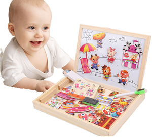 Tableau de rangement Montessori en bois pour puzzles, organisateur <span class=keywords><strong>à</strong></span> quatre tiroirs, surface en feutre, jouet éducatif de tri de table - Product Image 5