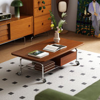 Table basse en pierre de style vintage, minimaliste, avec rangement, pour petit appartement, luxe léger, haut de gamme, mobile, nouvelle collection 2025