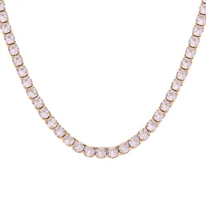 Elegante Collar de Cadena de Acero Inoxidable Coreano, Collar de Tenis de Oro Sólido de 14K con Diamantes de Laboratorio para Mujeres, Hombres y Niñas - Product Image 5
