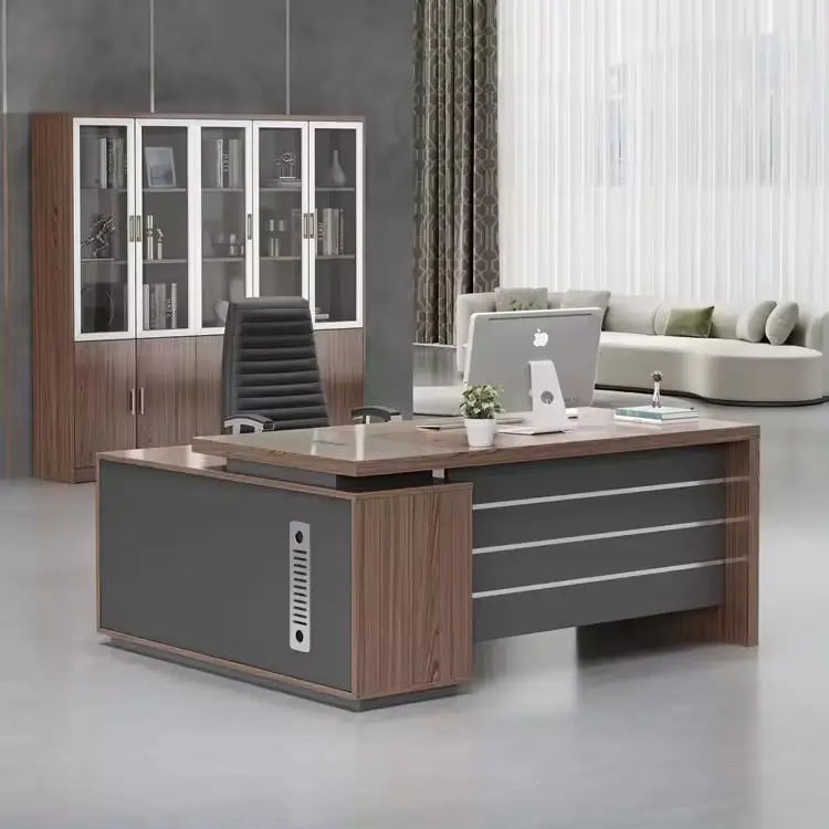 Manager Kantoortafel Nieuw Ontwerp Bureau Moderne Commerciële Meubels Ceo Bureaus Executive L Vorm Bureau