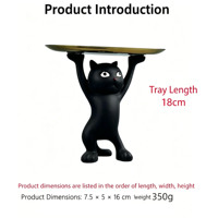 Organisateur de clés créatif en forme de chat de dessin animé à double plateau, ornement de bureau décoratif, plateau cadeau élégant et accrocheur