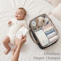 Cesto Organizador Portátil de PU com Alça Trançada e Acolchoado para Fraldas e Essenciais de Bebê – Presente Ideal para Novas Mães e Chá de Bebê