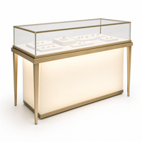 Vitrine à bijoux en verre sur mesure avec éclairage LED, cadre en acier inoxydable, vitrine écologique pour magasin de détail