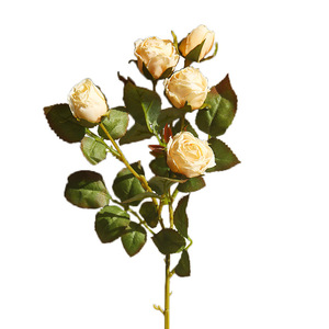 ดอกกุหลาบขนาดเล็กสไตล์วินเทจ ยี่ห้อ Yihua Floral Art แบบขอบไหม้ ดอกไม้ประดิษฐ์จากผ้าไหม ของตกแต่งบ้าน - Product Image 5