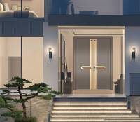 Porte d'entrée pivotante moderne en aluminium, motif radial soleil éclatant contemporain, grande porte d'entrée double, conception sur mesure