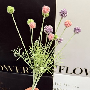 Ramo de Flores Artificiales Billy Ball de Alta Calidad con 4 Cabezas, Craspedia, para Decoración Profesional de Bodas y Hogar, Múltiples Colores - Product Image 5