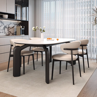 Mesa de Comedor, Estilo Italiano Minimalista con Tapa de Losa de Roca, Personalizable, Rectangular de Lujo Ligero para Apartamentos Pequeños