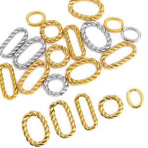 Anillo de conexión rectangular de acero inoxidable chapado en oro de 18 quilates con bucle abierto retorcido para la fabricación de pulseras y accesorios de joyería. - Product Image 4
