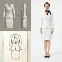 Ensembles de costumes pour femmes, vêtements de bureau pour femmes, robe formelle blanche en polyester pour vêtements d'entreprise OEM ODM