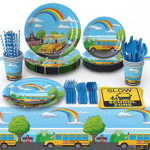 Les fournitures de fête du retour à l'école <span class=keywords><strong>pour</strong></span> enfants de la <span class=keywords><strong>maternelle</strong></span> comprennent de la vaisselle jetable telle que des assiettes en papier et des gobelets en papier - Product Image 3