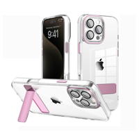 Coque de téléphone transparente colorée avec support métallique pliable pour iPhone 17 16 Pro Max 17e