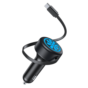 Cargador de coche súper rápido eléctrico PD multifuncional, cargador de coche retráctil <span class=keywords><strong>DOBLE</strong></span> C 30W 60W 90W con retráctil - Product Image 1