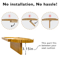 Table d'appoint en bambou avec porte-gobelet, idéale pour canapés et fauteuils inclinables, organiseur de collations amovible antidérapant avec porte-gobelet