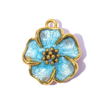 Liontin Enamel Baja Anti Karat Musim Semi Musim Panas, Bunga Kaktus Berhias Berlian Imitasi Ceri untuk Pembuatan Perhiasan Buatan Tangan