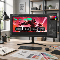 Moniteur ultra-large incurvé 34 pouces en gros, 180 Hz, 1 ms, 2K WQHD 3440x1440p, 100 % sRGB, 10 bits, dalle VA, idéal pour le montage vidéo en studio