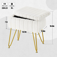 Banc ottoman moderne en velours blanc, confortable, pour la maison, tabouret, chaise, pouf, siège, repose-pieds, rangement pour chambre à coucher