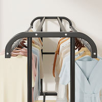 Cedar space Étagère de rangement et porte-vêtements en métal à double niveau, personnalisable, antirouille, robuste et à forte capacité de charge, pour chambre, balcon, salon et sacs