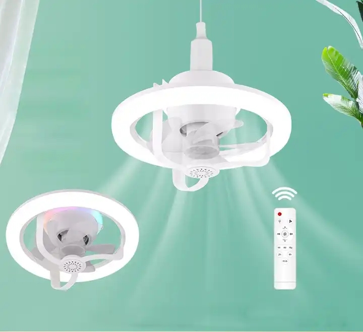 360 Shake Head RGB Fan Light E27 Remote Control Fan Lamp 50W Ceiling Fan E27 With Led Light