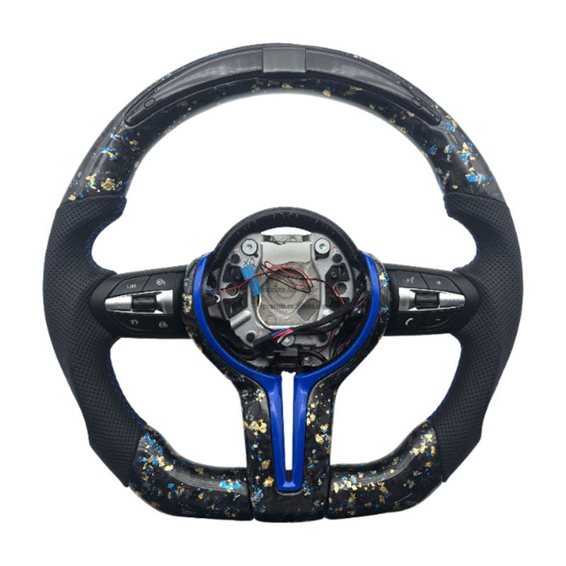 เส้นใยคาร์บอนฟอร์จ + ไฟ LED + หนังเจาะรู + เย็บสีฟ้า