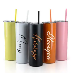 Custom logo 20oz double wall vacuum Stainless Steel Water bottle custom logo for carry out luxury colorful skinny tumblers