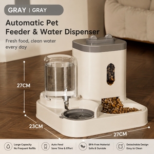 Distributore Doppio Cibo e Acqua per Animali Domestici Anti-Schizzi Impermeabile, Ricarica Semi-Automatica 2-in-1, Serbatoio Trasparente Grande Capacità per Cani e Gatti - Product Image 3