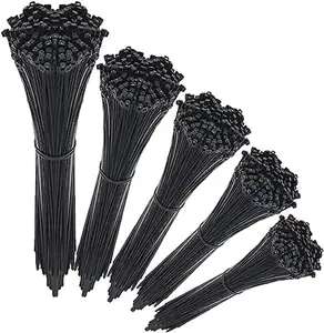 Strong Back-Glue Self Adhesive Black Cable Zip Tie Mounts 100pcs with 8" Zip Ties,ScrewsSelf-Locking Black Nylon Zip Ties
