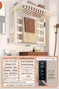 Sèche-serviettes électrique intelligent avec chauffage et séchage, design moderne, 4 barres, sans perçage, en alliage d'aluminium pour salle de bain - Product Image 6