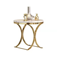 Table basse en métal de style nordique de luxe avec plateau en pierre et en marbre pour le mobilier de salon
