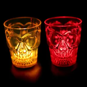 Halloween Head Decorative Plastic Mug Cups Tea & Coffee Drink Mugs with LED Lights for Party Decorations