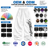 Pantalon de survêtement streetwear ample et large de haute qualité, imprimé personnalisé, délavé à l'acide, en molleton bouclette, pour homme, en coton