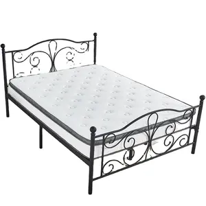 Estructura metálica <span class=keywords><strong>para</strong></span> <span class=keywords><strong>cama</strong></span> de hierro, plataforma de acero con cabecero y reposapiés, base <span class=keywords><strong>para</strong></span> colchón, reemplazo de resorte de caja, estilo victoriano - Product Image 3