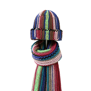 Gorro de punto con lazo y estampado digital de dibujos animados para otoño-invierno 2026, con borlas y contraste de color, diseño de chupete pequeño. - Product Image 1
