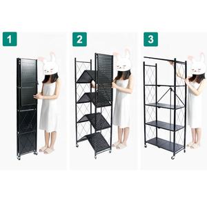 Estante para horno microondas ajustable de acero al carbono sin instalación de <span class=keywords><strong>2</strong></span>-5 niveles para el hogar, estante plegable para almacenamiento de cocina - Product Image 4
